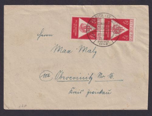 SBZ Brief MEF 228 Philatelie tag der Briefmarke SST Gößnitz Einhei Deutschlands
