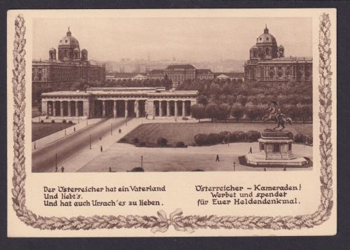 Österreich Kameraden Heldendenkmal Wien 1934 gute Anlasskarte VII Stiftskaserne