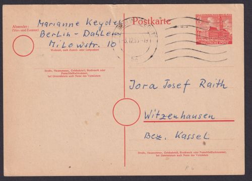 Berlin Ganzsache P 4 b Bauten Steglitz nach Witzenhausen