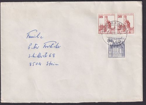 Berlin Brief MEF 673 Burgen &Schlösser im Paar Hof n. Stein