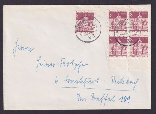 Berlin Brief MEF 271 Rand Viererblock Bauwerke Nürnberg n. Frankfurt