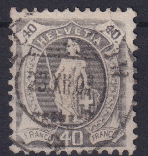 Schweiz 77 C Stehende Helvetia 40 c grau gestempelt Kat.-Wert 190,00