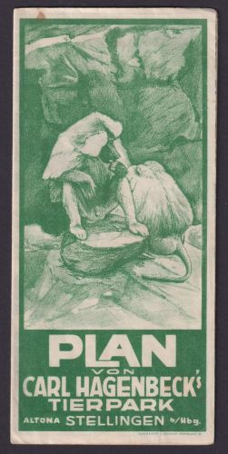 Altona Stellingen C. Hagenbecks Tierpark Plan incl Reklame Hapag Cobra + Kaiser