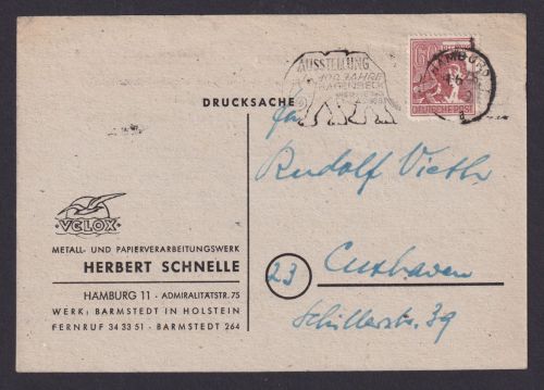 All. Besetzung EF 60 Pfg. Arbeiter Hamburg Reklame Velox Herbert Schnelle nach