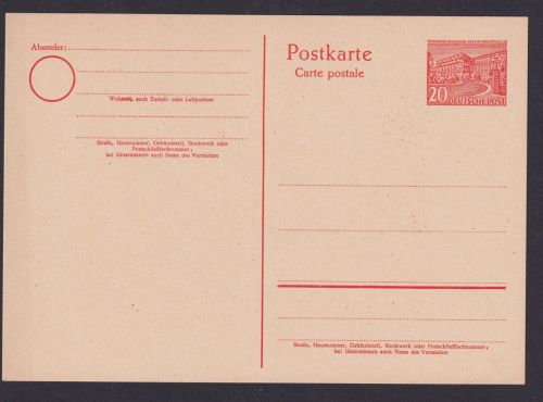 Berlin Ganzsache P 6 Bauten Luxus Kat.-Wert 22,00