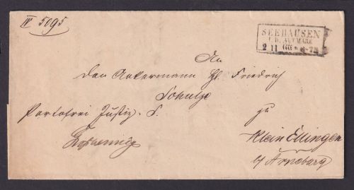 Altdeutschland Brief Seehausen A.D. ALTMARK Sachsen Klein Ellingen Arneburg