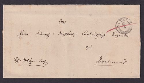 Altdeutschland Preussen Westfalen K1 Altena Dortmund Vorphila Brief