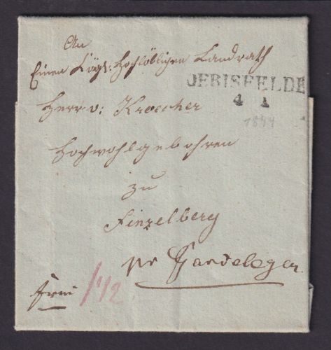 Altdeutschland Preussen Sachsen R2 Oebisfelde Vorphila kpl. Brief 4.1.1844