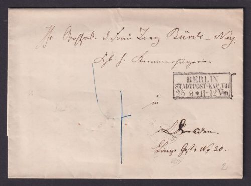 Altdeutschland Preussen R3 Berlin Stadtpost-Expedition VIII Brief