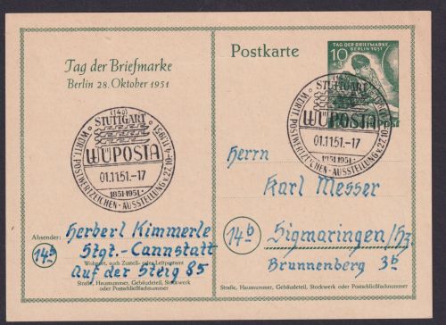 Berlin Ganzsache P 27 Philatelie Tag der Briefmarke WÜPOSTA Stuttgart 100,00++
