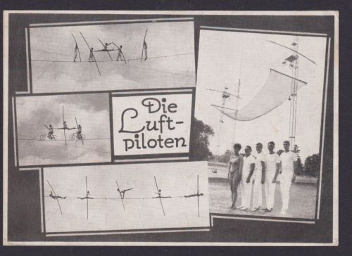 Ansichtskarte Luftpiloten Akrobatik Hochseil Schau Sport Zirkus selten alte AK