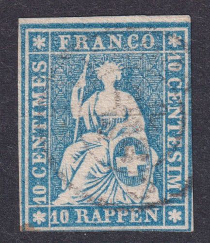 Schweiz 14 II A a Sitzende Helvetia sauber gestempelt Kat-Wert 40,00