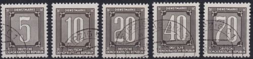 DDR Dienst Verwaltung D 1-5 Luxus gestempelt Kat.-Wert 150,00
