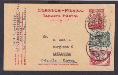 Veracruz Mexico Ganzsache plus ZuF nach Apeldoorn Holland