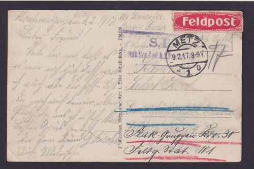 Straße von Nomeny Metz Frankreich Feldpost Ansichtskarte 1. Weltkrieg Cafe Malt