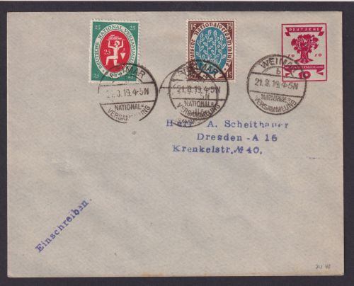 Deutsches Reich Privatganzsache Weimar Thüringen R Brief Nationalversammlung