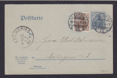 Deutsches Reich Leipzig Sachsen Germania Frage Ganzsache P66 F Beilngries Bayern
