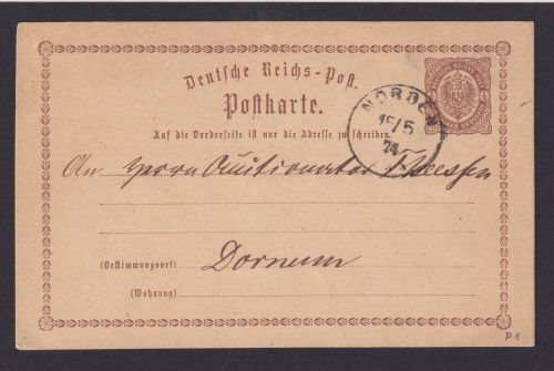 Deutsches Reich K1 Norden Niedersachen Brustschild Ganzsache Dornum