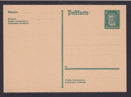 Deutsches Reich Ganzsache Berühmte Deutsche P 176 II gezähnt Beethoven Musik