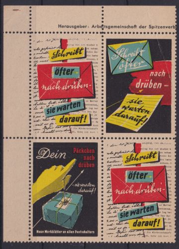 Post Postsache Vignette Cinderella Briefmarke Reklamemarke Schreib nach Drüben
