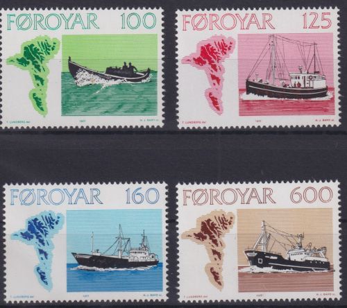 Briefmarken Dänemark Färöer 24-27 Fischerei Schiffe Luxus postfrisch MNH Kat 8,-