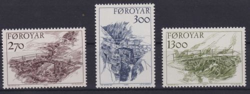 Briefmarken Dänemark Färöer 142-144 Brücken Luxus postfrisch MNH Kat.-Wert 9,00