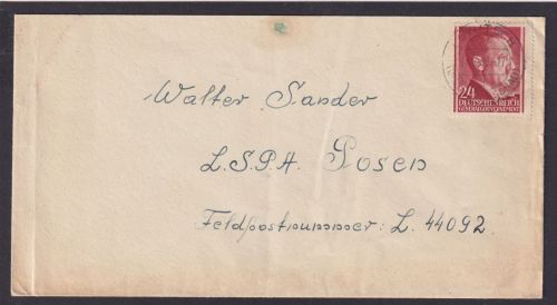Briefmarken Besetzung Generalgouvernement Feldpostbrief Lowitsch Stelle L.S. Low