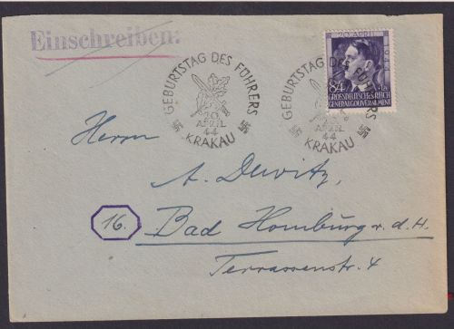 Briefmarken Besetzung Generalgouvernement Brief Krakau Homburg EF 119 SST