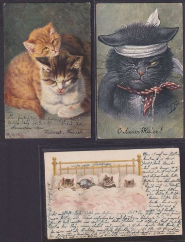 Ansichtskarten Katzen tolles Lot 16 Stück incl. Künstlerkarten wie Arthur Thiele
