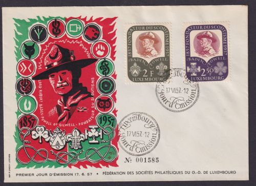 Europa Luxemburg Brief 567-568 Pfadfinder sehr dekorativ als FDC vom 17.6.1957