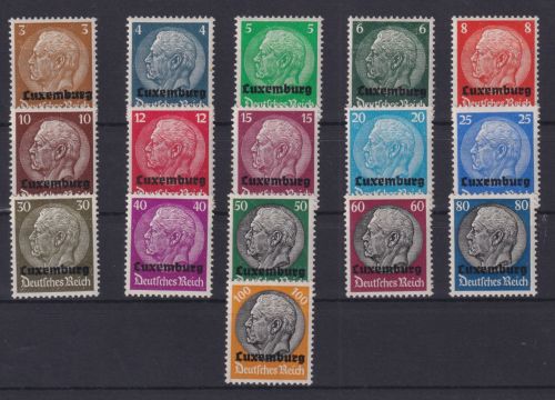 Besetzung Luxemburg 1-16 Luxus postfrisch Aufdruck Hindenburg MNH KatWert 45,00