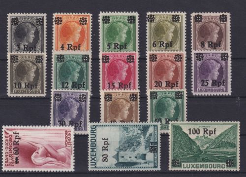 Besetzung Luxemburg 17-32 Luxus postfrisch Aufdruck MNH KatWert 15,00
