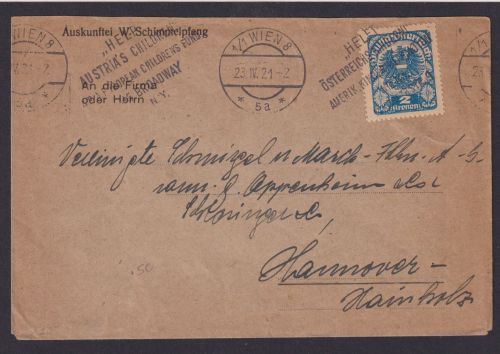 Österreich Brief int. Maschinen SST Wien 8 HELFT ÖSTERREICHS KINDER zweisprachig