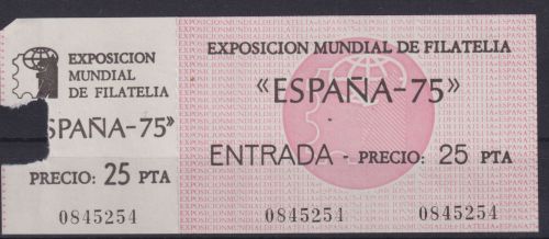 Spanien Philatelie Briefmarken Ausstellung Ticket Eintrittskarte ESPANA 1975