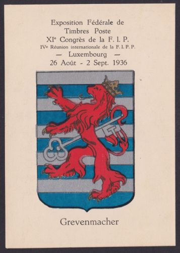 Grevenmacher Luxemburg Wappen Philatelie Briefmarken Ausstellung F.I.P Kongress