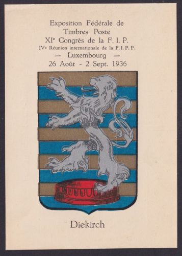 Diekirch Luxemburg Wappen Philatelie Briefmarken Ausstellung F.I.P Kongress
