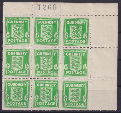 Deutsche Besetzung II Weltkrieg Kanalinseln Guernsey 9er Block Bogenecke 90,00++