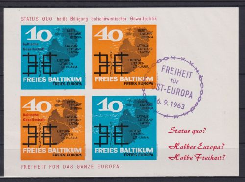 Freies Baltikum Estland Lettland Litauen Freiheit f. Ost - Europa 1963 Baltische