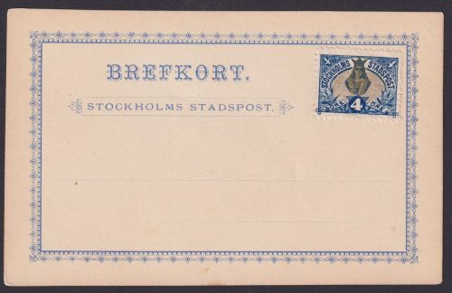 Schweden Stockholm Stadtpost 4 Öre als eine Art Ganzsache geklebt