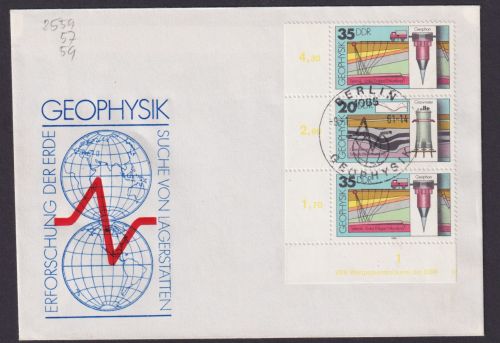 DDR Zusammendruck Druckvermerk Bogenecke Eckrand Geophysik Berlin