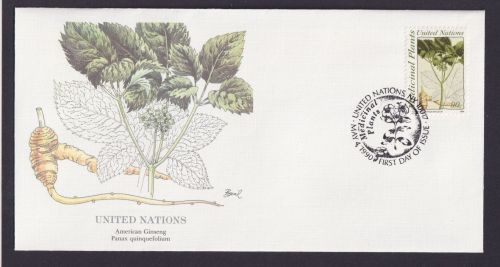 United Nations Flora Pflanzen Ginseng schöner Künstler Brief
