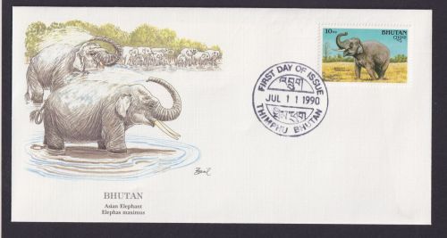 Bhutan Süsasien Fauna Tiere Elefant schöner Künstler Brief