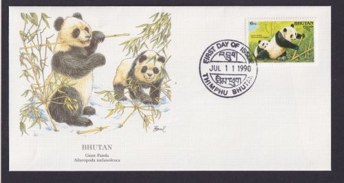 Bhutan Süsasien Fauna Tiere Riesenpanda schöner Künstler Brief