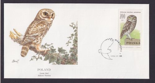 Poland Polen Fauna Tiere Vögel Käuzchen schöner Künstler Brief