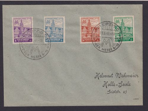 SBZ 162-165 Brief sehr dekorativ SST Leipzig Messe als FDC KatWert billigst 45,-