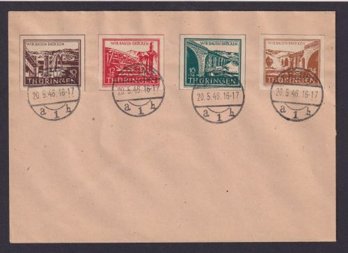 SBZ 112-115 Wiederaufbau Brücken dekor. Satzbrief Erfurt Kat-Wert billigst 45,00