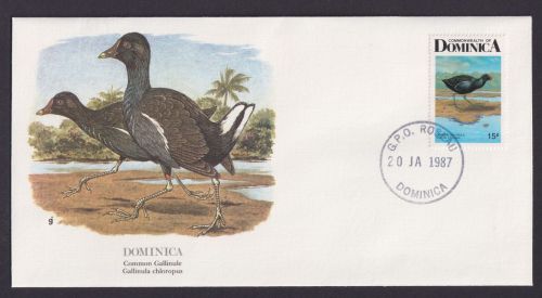 Dominica Karibik Fauna Vögel Teichhun schöner Künstler Brief