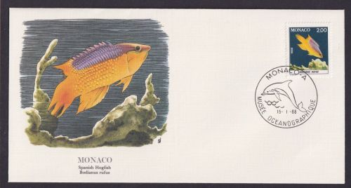 Monaco Fauna Spanischer Schweinefisch schöner Künstler Brief