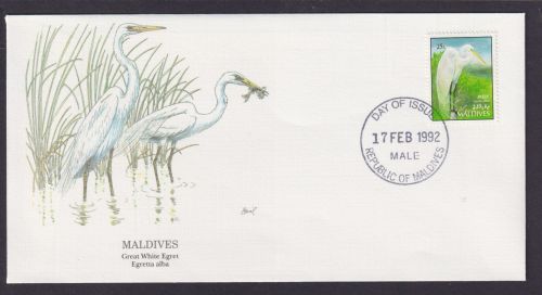 Malediven Südasien Fauna Vögel Silberreiher schöner Künstler Brief