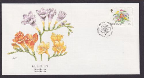Guersney Kanal Inseln Großbritannien Flora Blumen Freesia schöner Künstler Brief